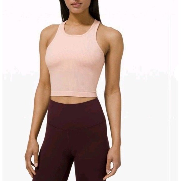 Lululemon Eb To Street Racerback Crop Top In Pink Mist  Sz 12 NWT - Picture 4 of 6